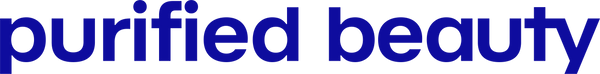 Purified Beauty wordmark in brand blue